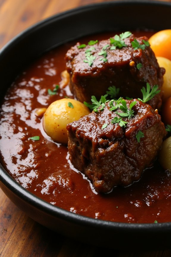 tender oxtail in rioja