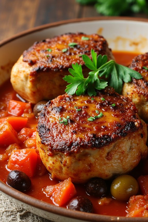 tomato olive braised pork chops