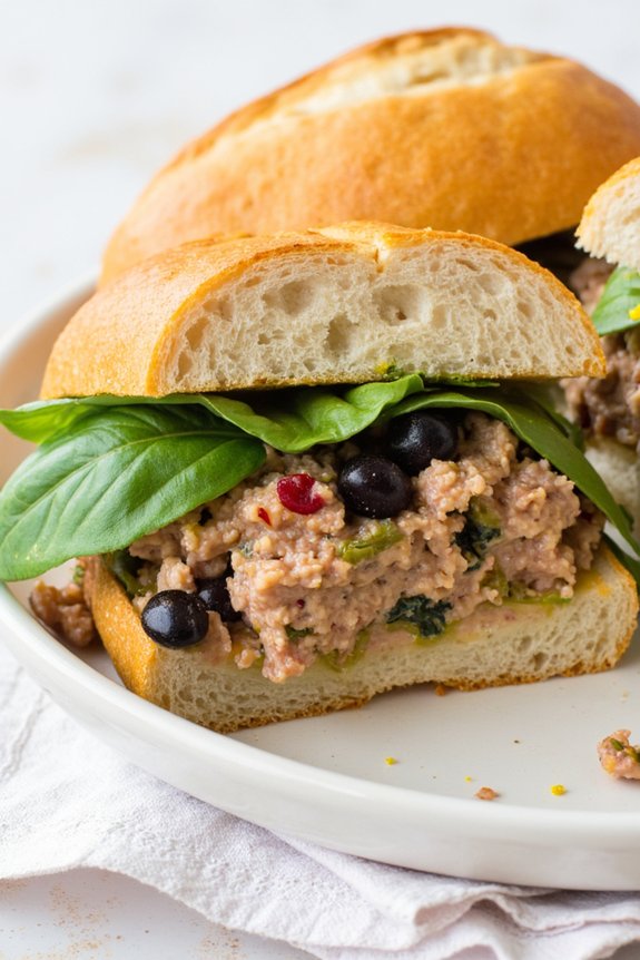 tuna filled mediterranean sandwich delight