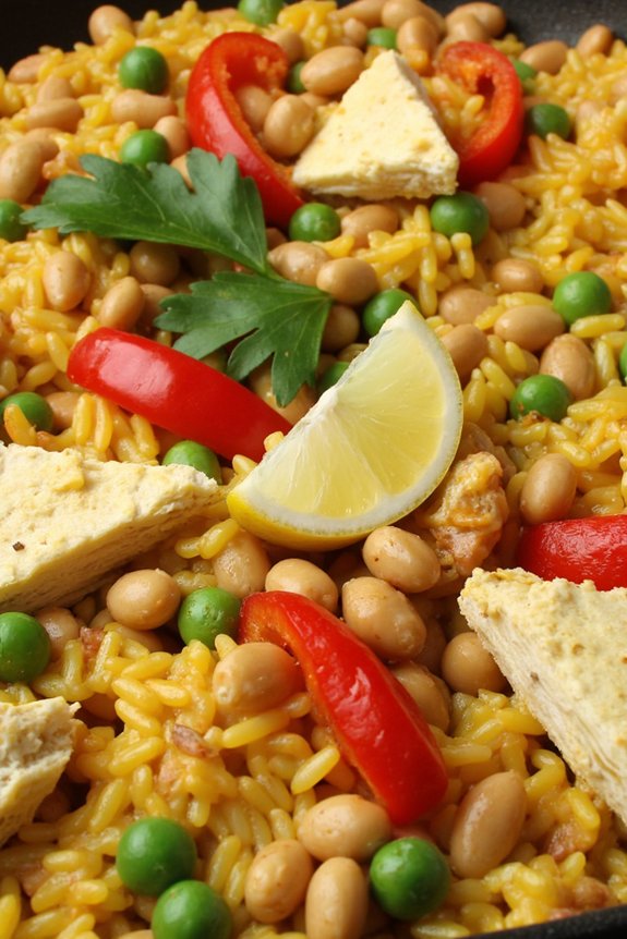 vegetarian garbanzo artichoke paella