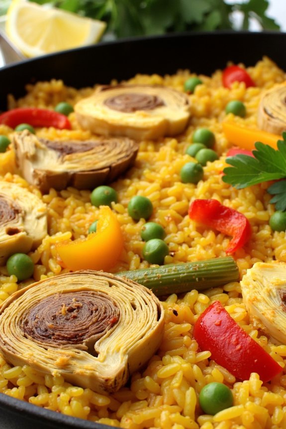 vegetarian saffron infused paella