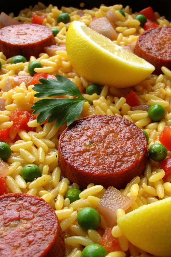 vibrant smoky chorizo paella