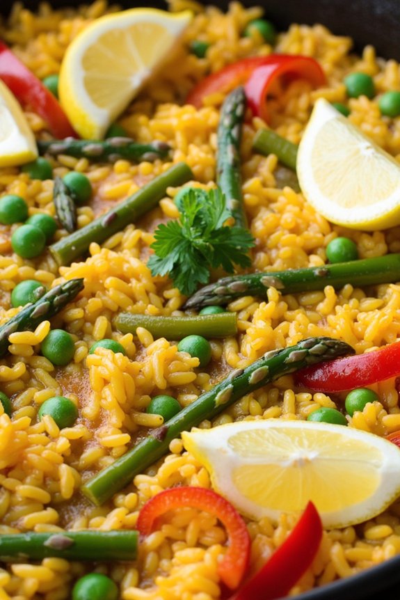 vibrant spring vegetable paella