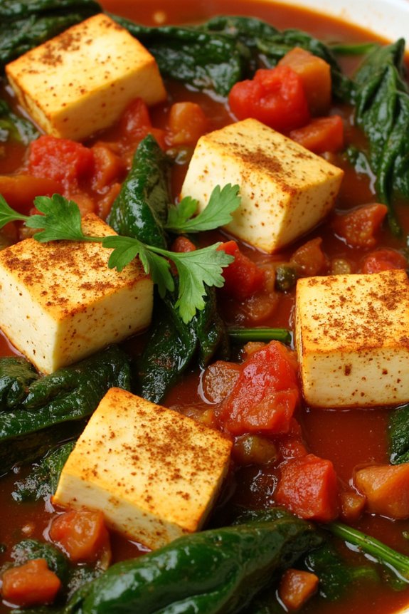 vibrant tofu spinach stew